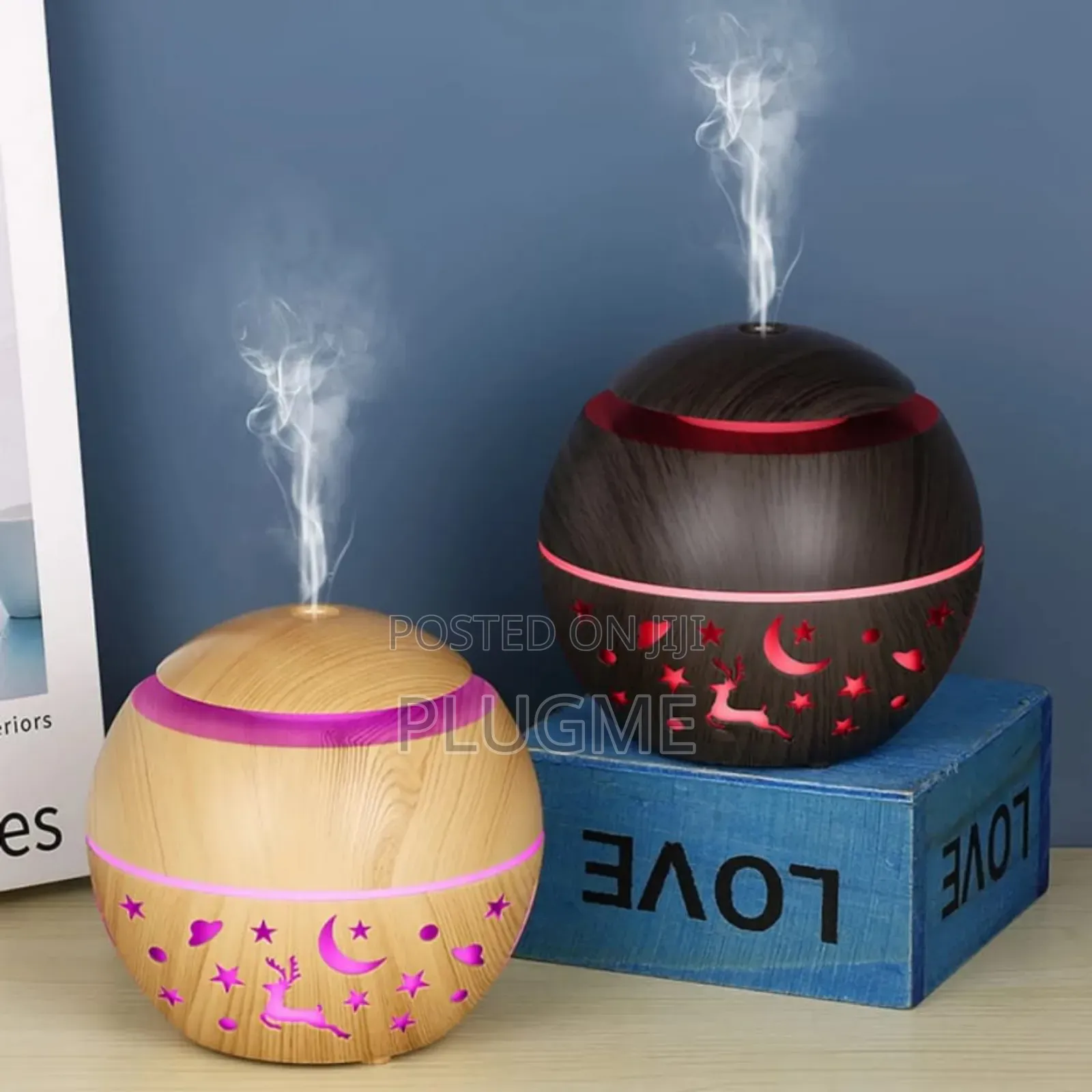 Wood Mushroom Humidifier Diffuser With Led Light