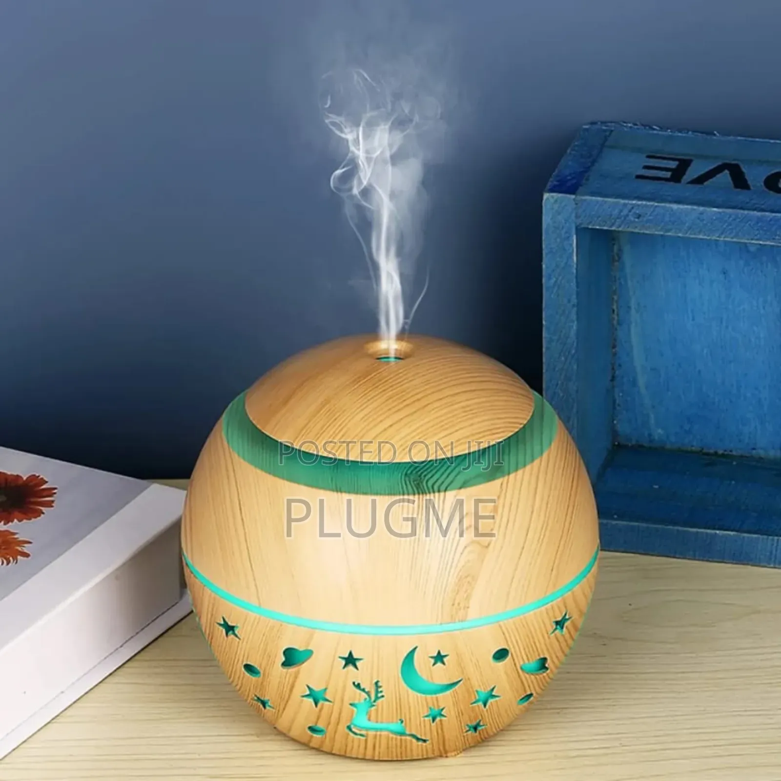 Wood Mushroom Humidifier Diffuser With Led Light