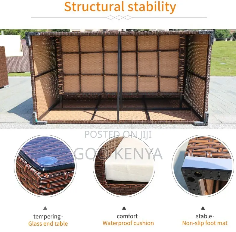 Home Dining Set; All-Weather Plastic Rattan Outdoor Garden Sofa Set