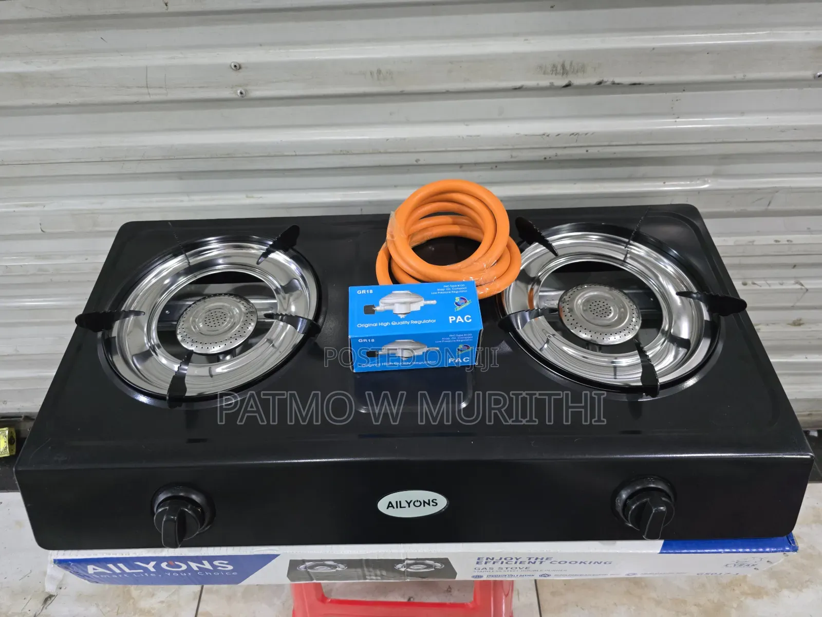Ailyons Table Top Two Burner Gas Cooker +Regulator and Pipe Glass Top