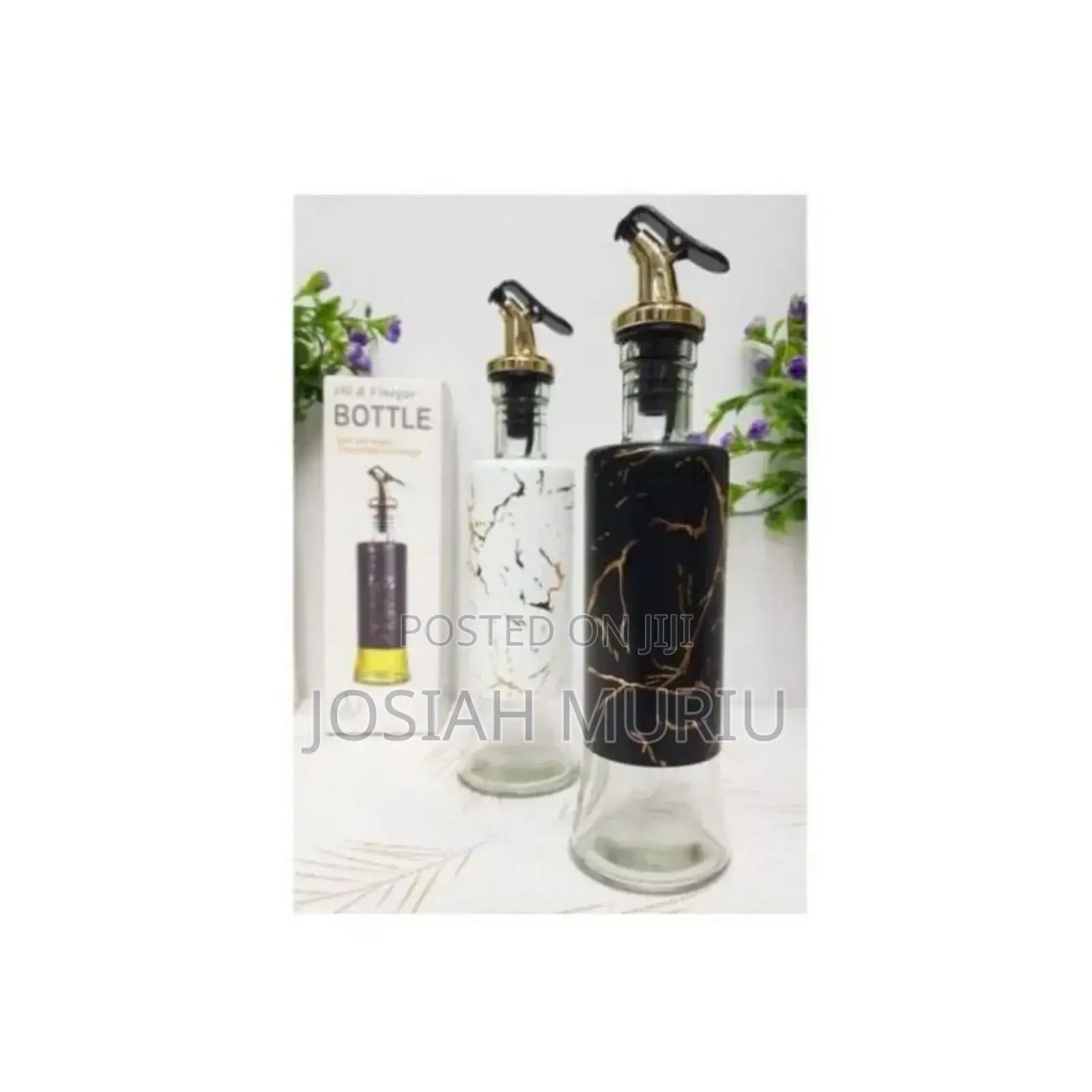 Glass Marble Oil/Vinegar Dispenser Bottle