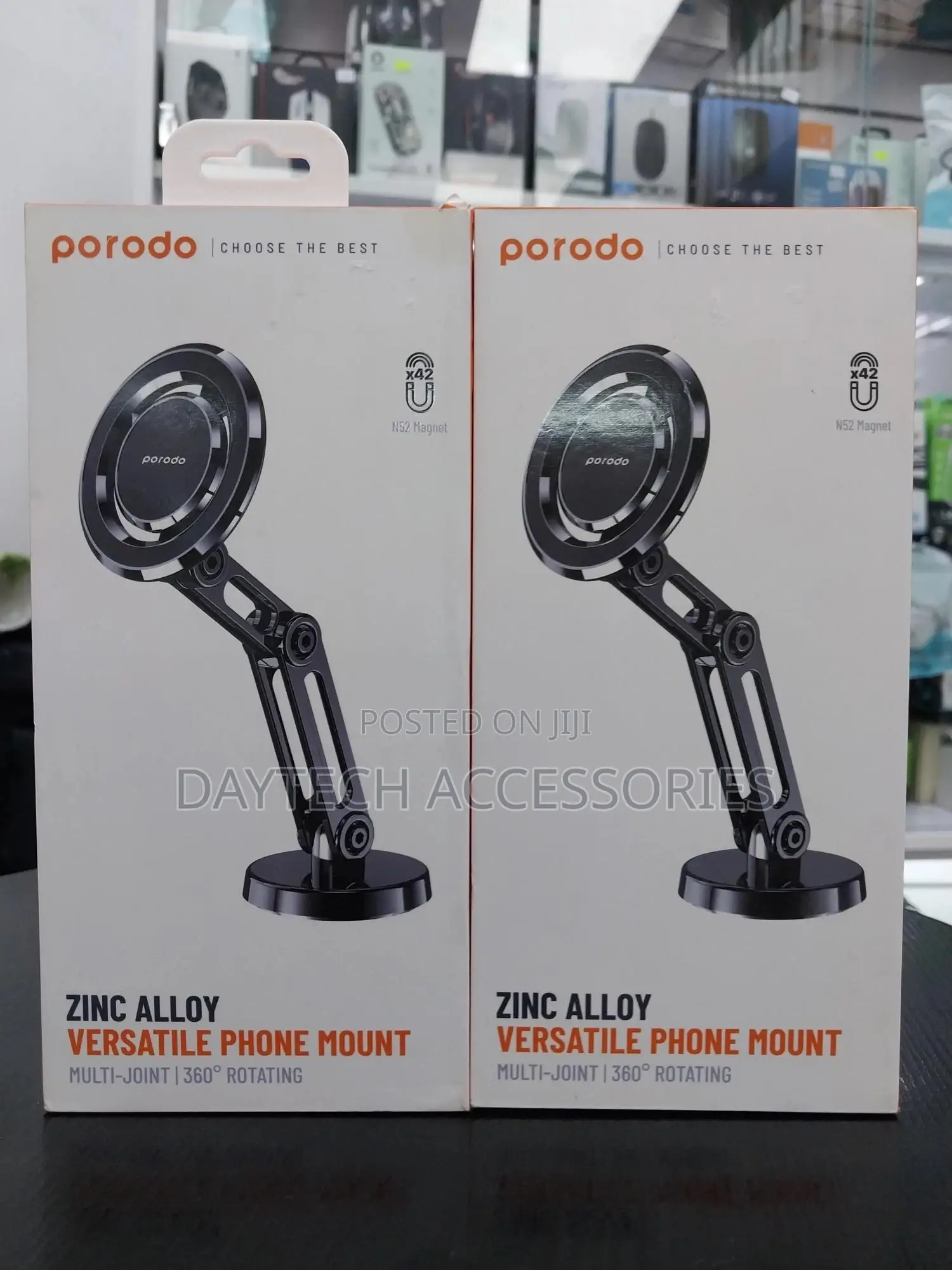 Porodo Magnetic Zinc Alloy Phone Stand Multi-Joint 360° Rotating.