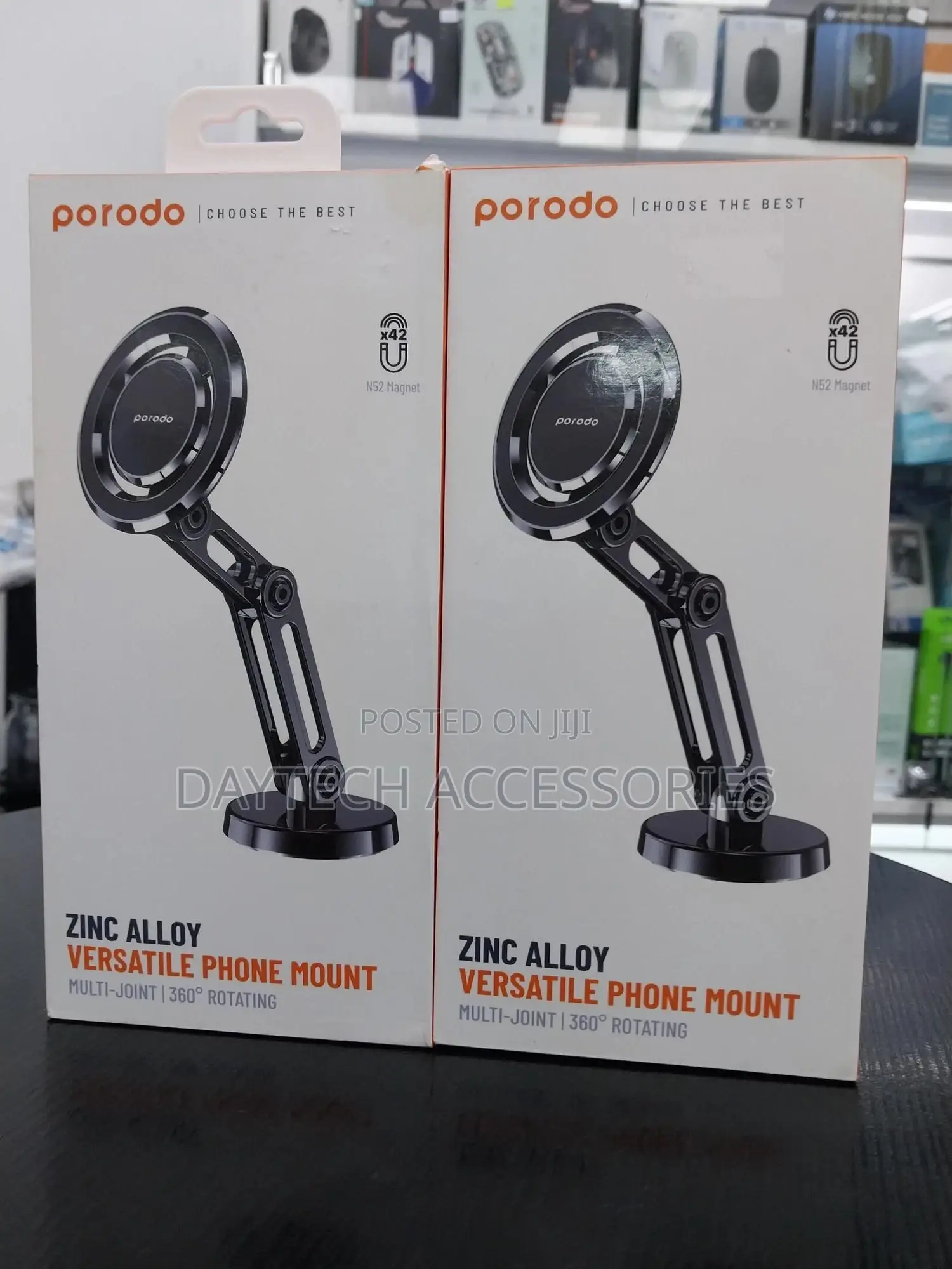 Porodo Magnetic Zinc Alloy Phone Stand Multi-Joint 360° Rotating.