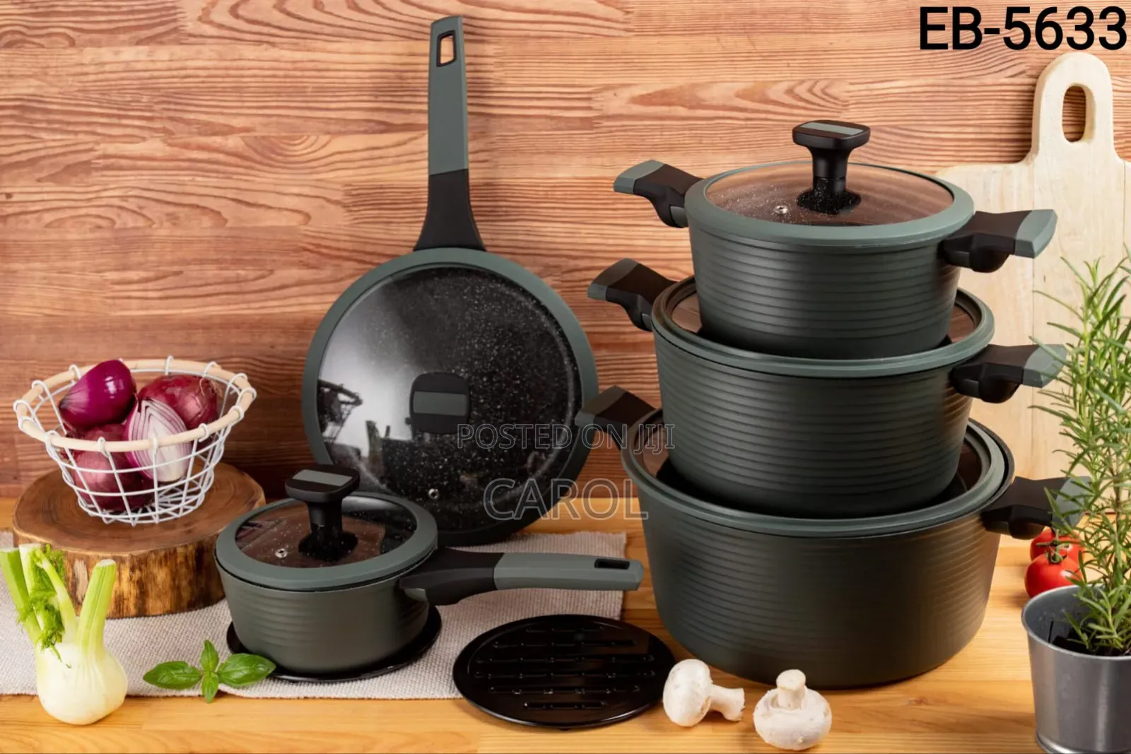 Eb 5633 12pcs Edenberg Marble Cookware Set