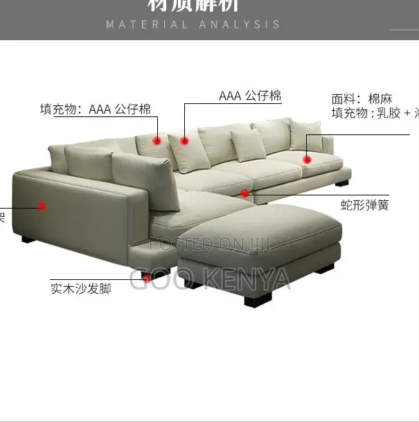 Home Sofa; L-Shaped Elegant Modular Cloth Sofa With Italian Design
