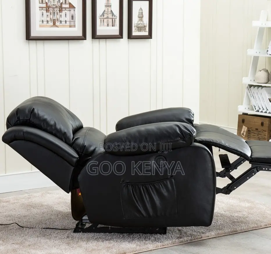 Home Sofa; Single Manual Leather Reclining Chair With Footrest