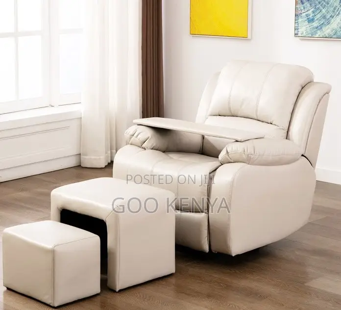 Home Sofa; Single Manual Leather Reclining Chair With Footrest