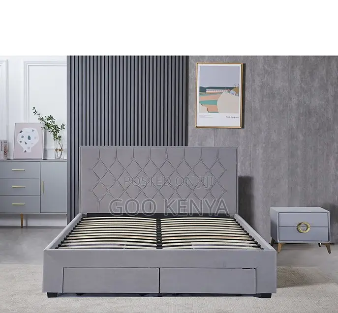 Home Bed; Multi-Size Wooden Storage Bed With Ottoman Design