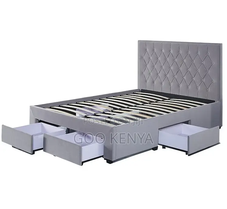 Home Bed; Multi-Size Wooden Storage Bed With Ottoman Design