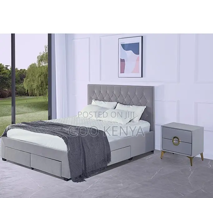 Home Bed; Multi-Size Wooden Storage Bed With Ottoman Design
