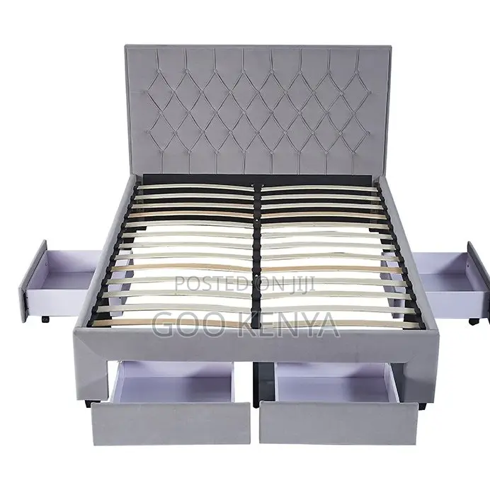 Home Bed; Multi-Size Wooden Storage Bed With Ottoman Design
