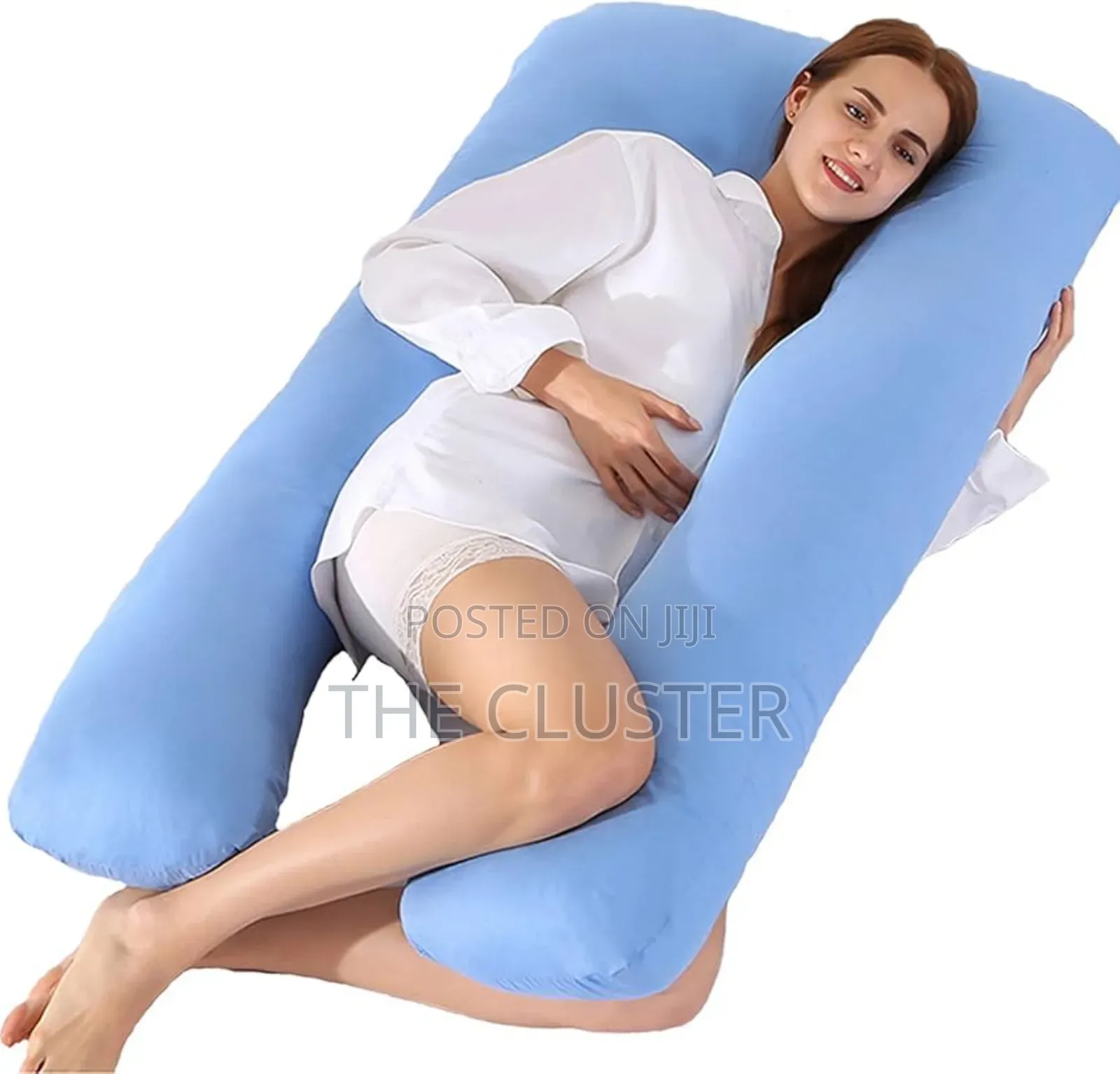 Blue U-Shaped Pregnancy Pillow