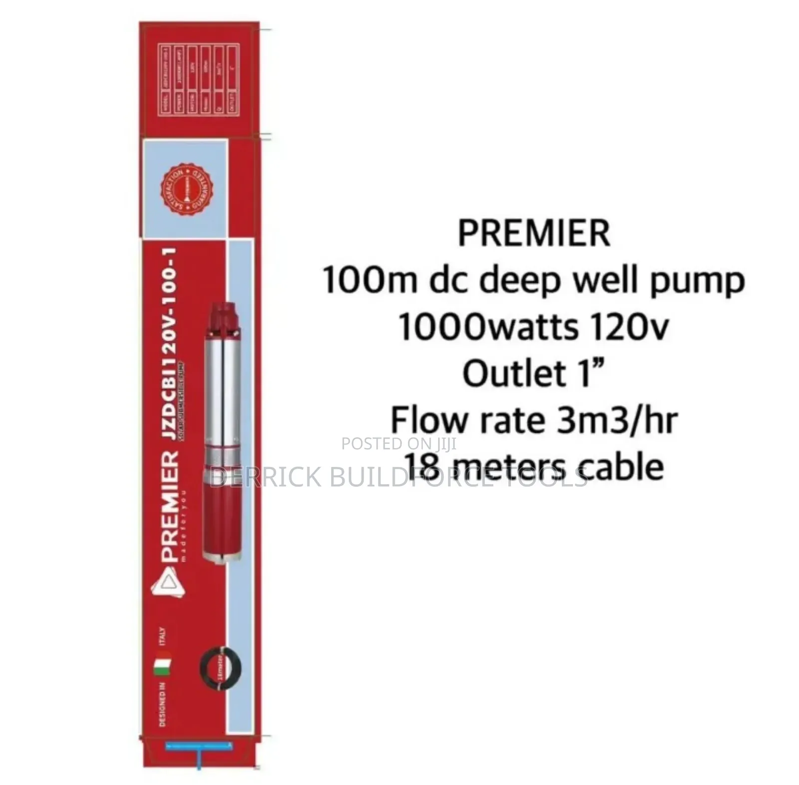 Premier 100m Dc Deep Well Submersible Pump 1000w 120v
