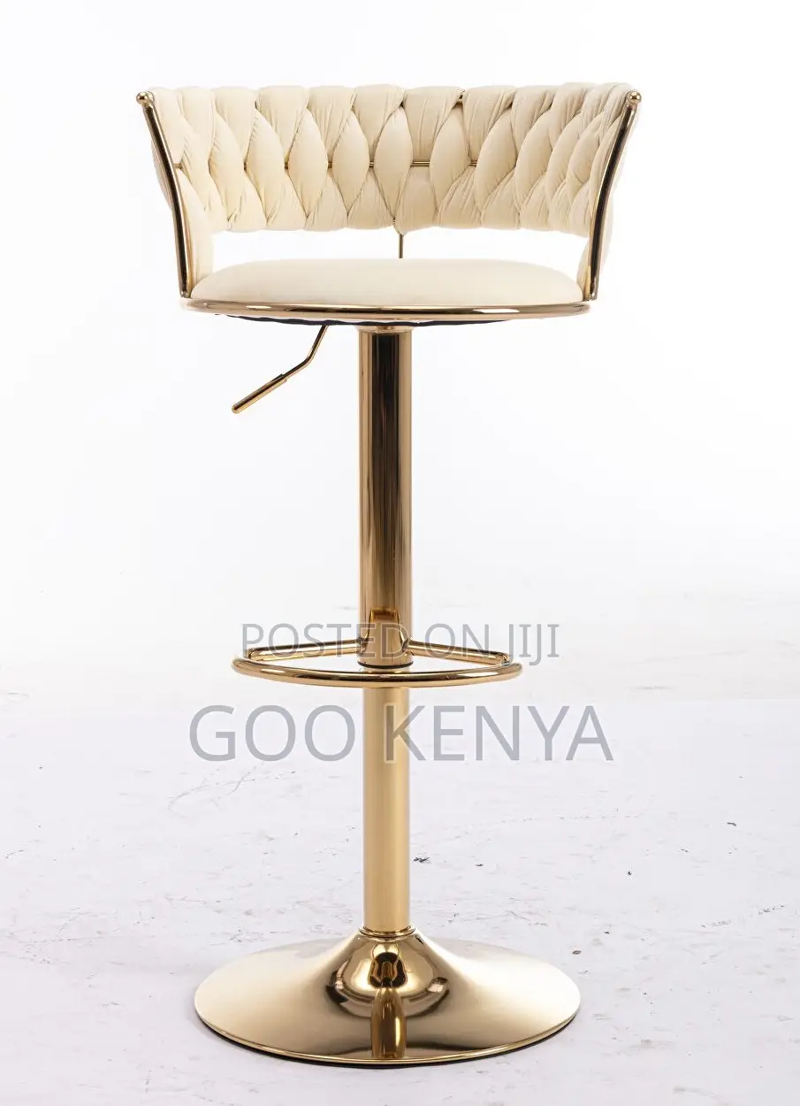 Home Stool; Velvet Upholstered Bar Chair With Durable Metal Frame