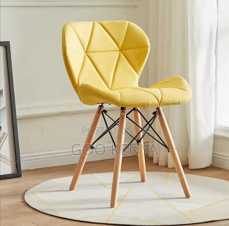 Home Chair; Wooden-Leg Fabric Dining Chair for Kitchen and Home