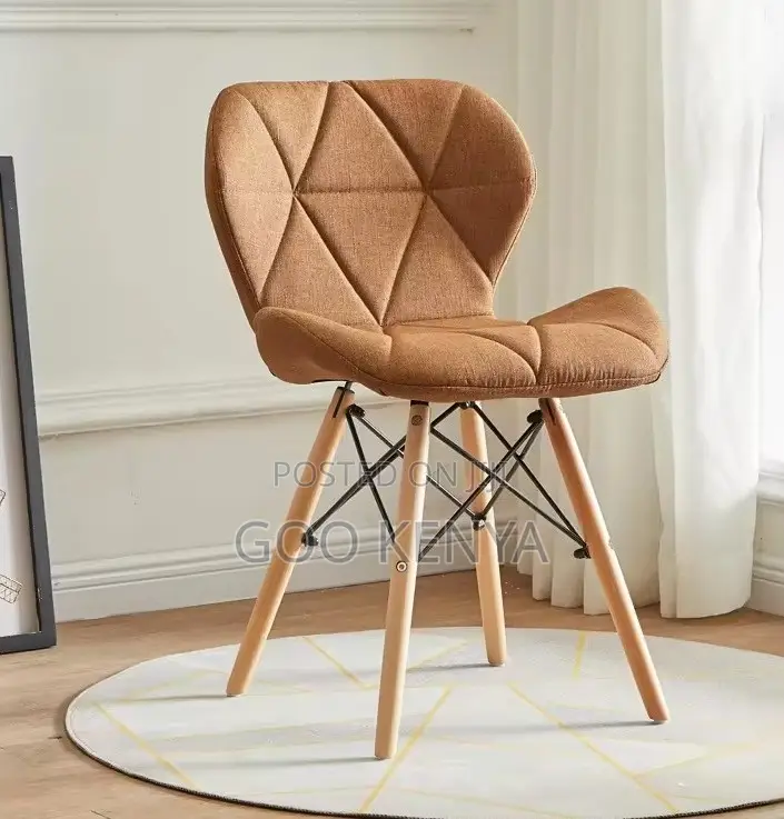 Home Chair; Wooden-Leg Fabric Dining Chair for Kitchen and Home