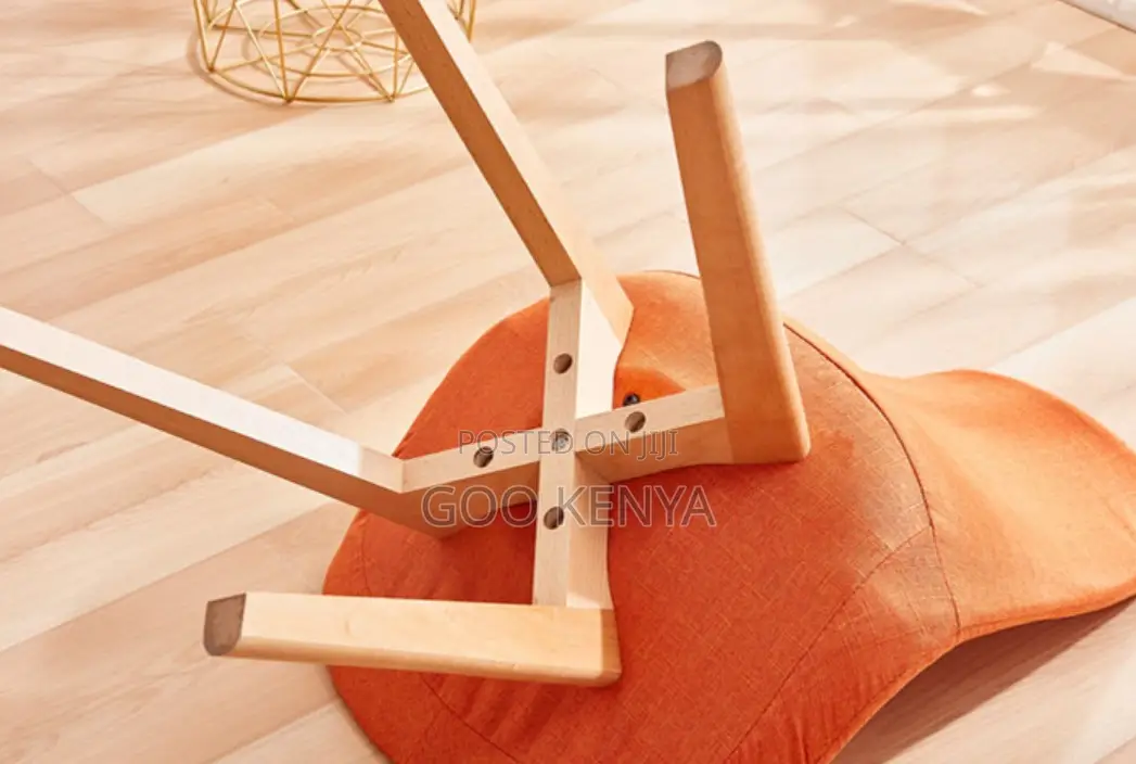 Home Chair; Wooden-Leg Nordic Fabric Dining Chair With Colorful Seat