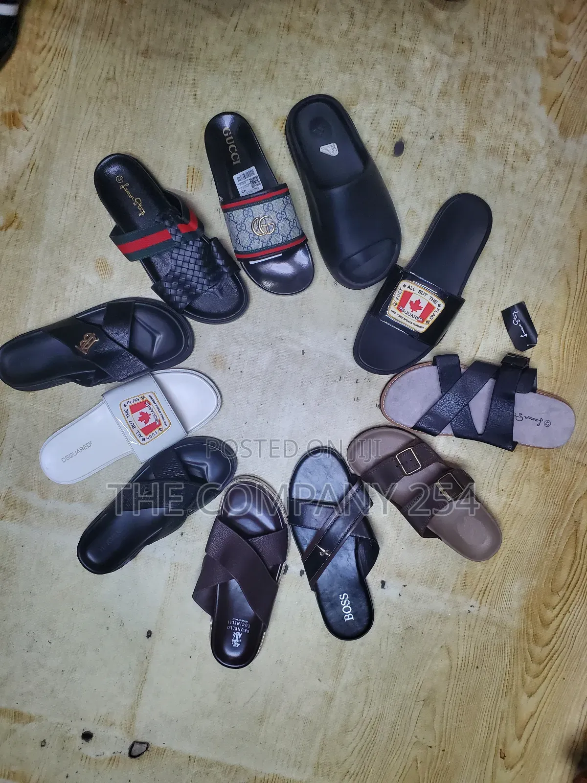 Quality Casual Leather Men Official Designer Slide Shoes