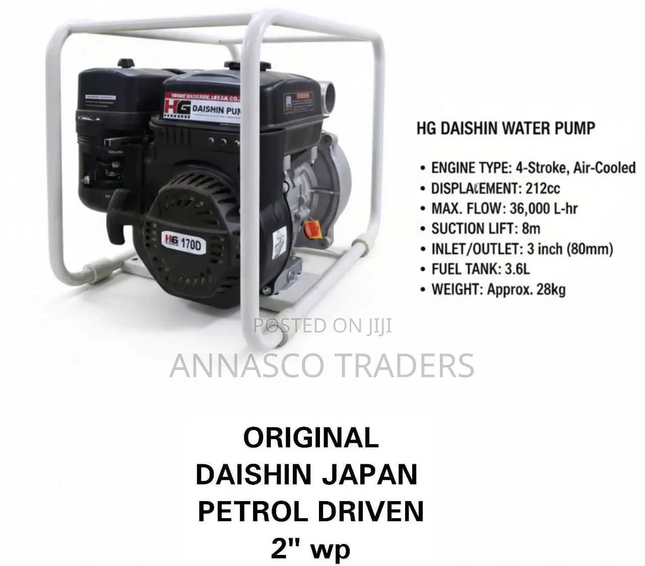 Original Daishi Japan Petrol Driven 2" Water Pump