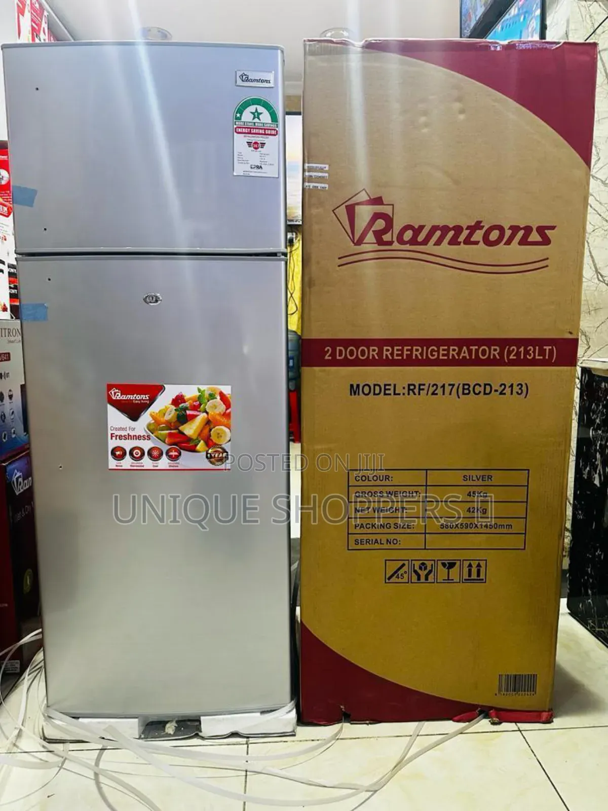 Ramtons* (* Rf/217* ) -213 LTRS 2 Door Direct Cool Fridge Silver
