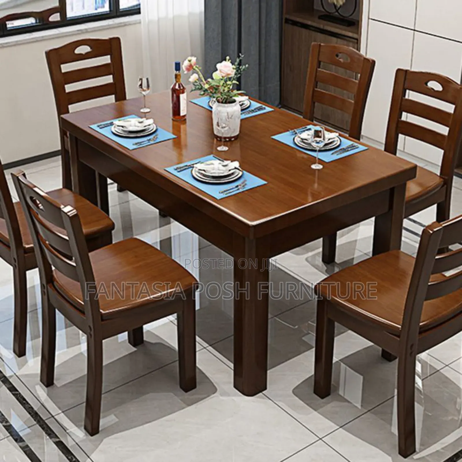 6-seater Wooden Mahogany Dining Set