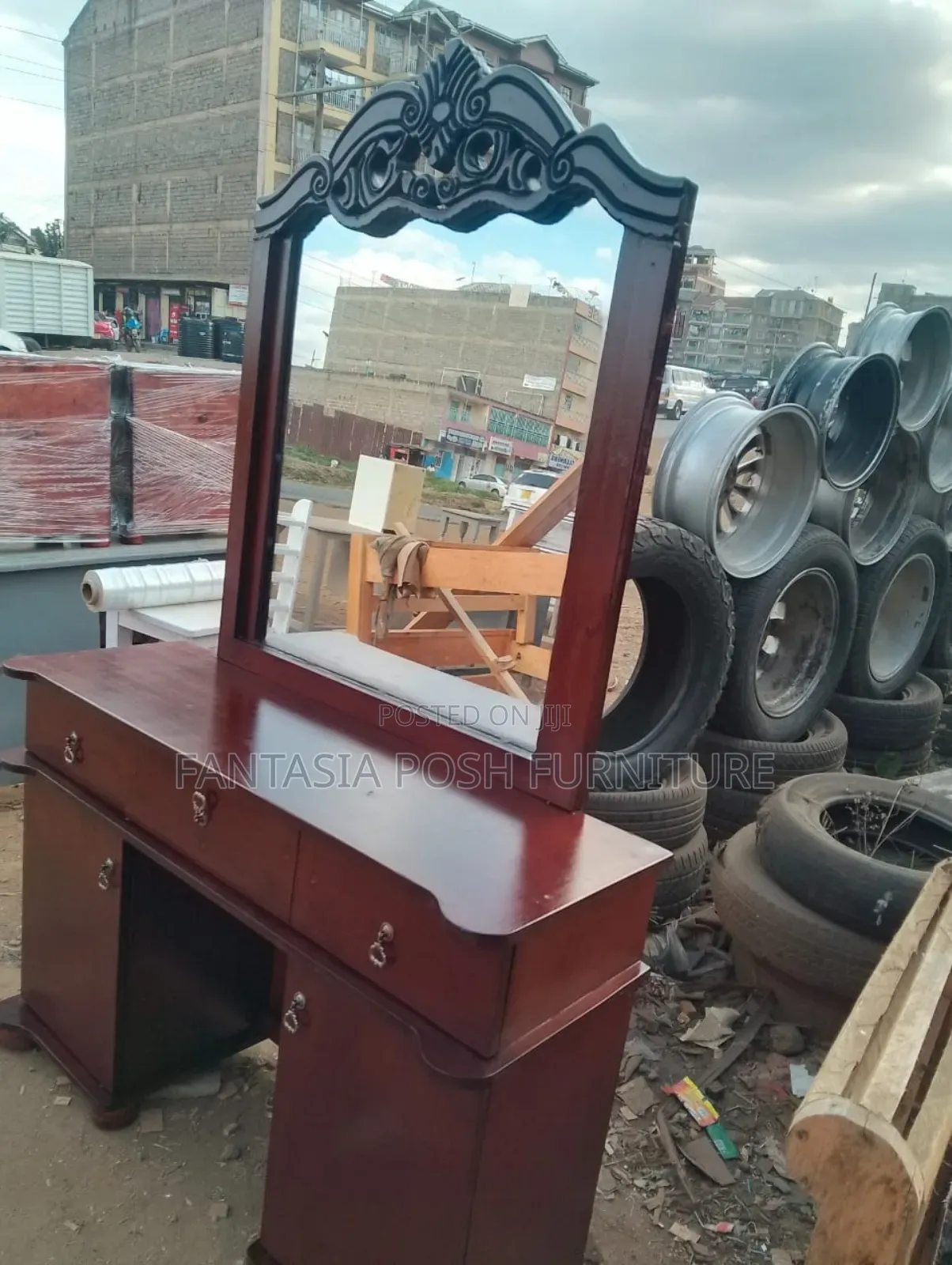 Classic Wooden Dresser With Mirror