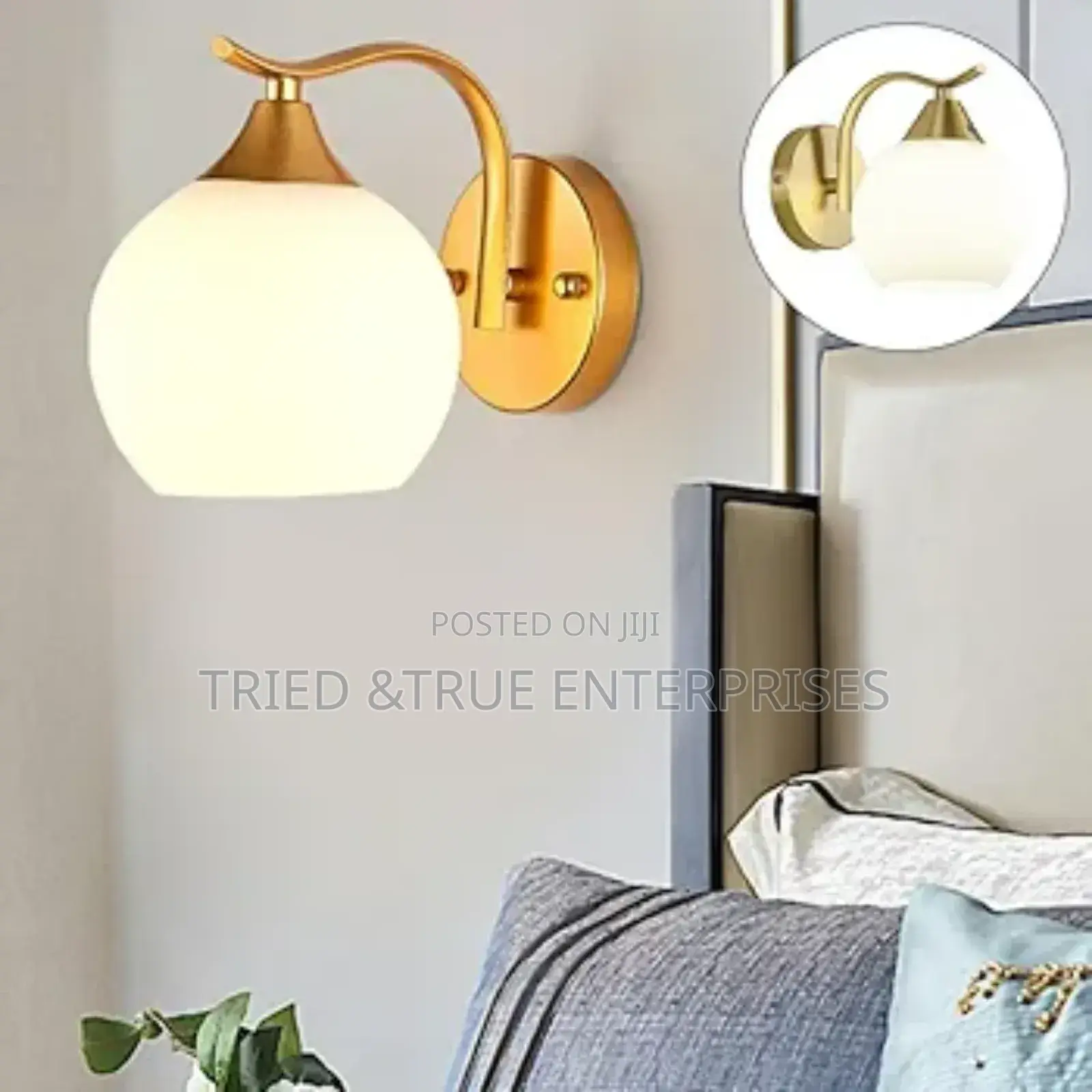 Modern Golden Wall Light, Iron Glass Bedside Lamp Hf5t