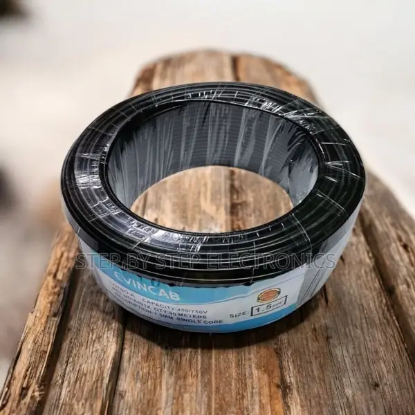 Elvin Black 1.5mm 90m Flexible PVC Insulated Wiring Electrical Cable