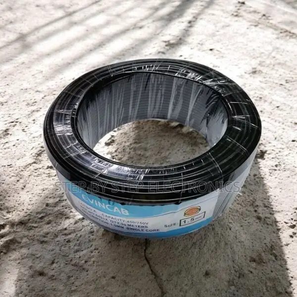 Elvin Long-Lasting Black 1.5mm 90m Flexible Wiring Electrical Cable