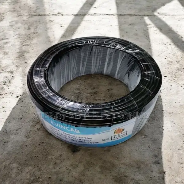 Elvin Safe Durable Black 1.5mm 90m PVC Coated Wiring Electrical Cable