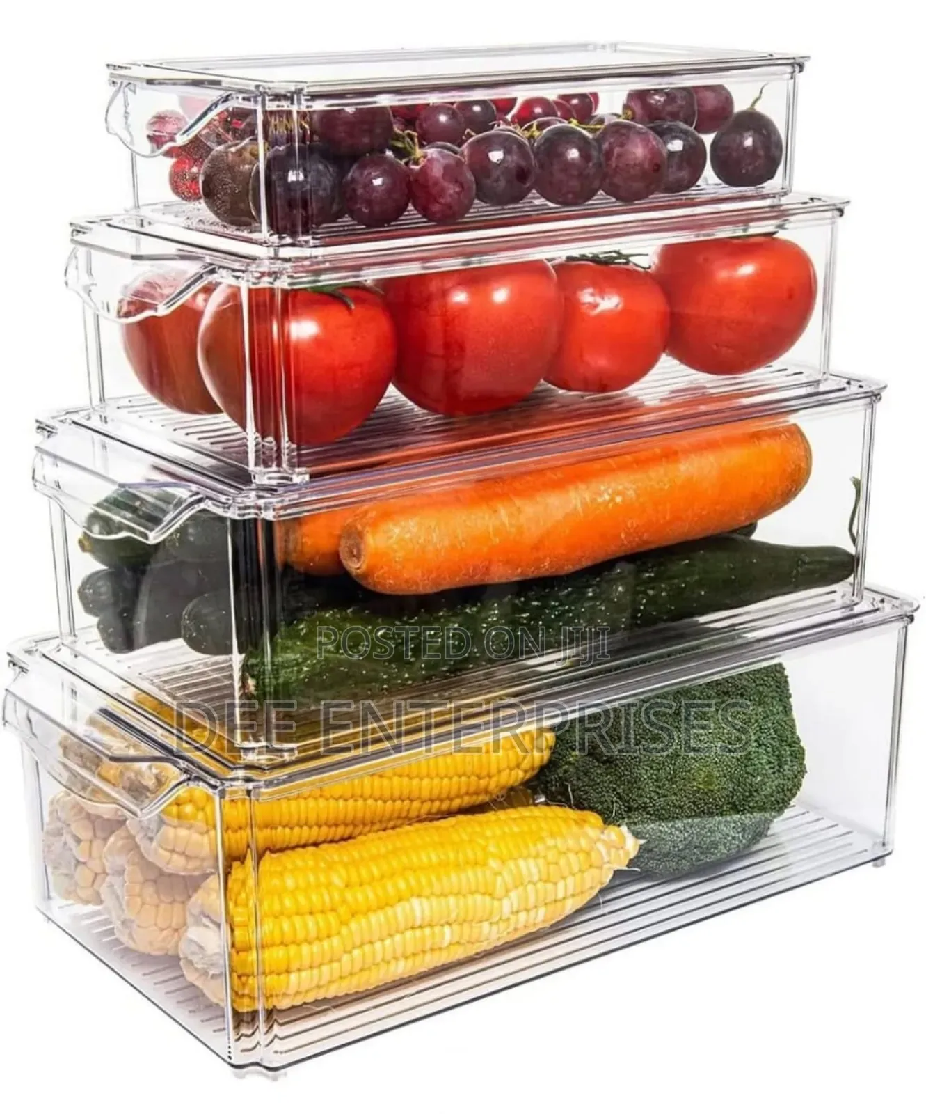 4 PCS Big Capacity Bpa-Free Stackable Acrylic Fridge Organizer