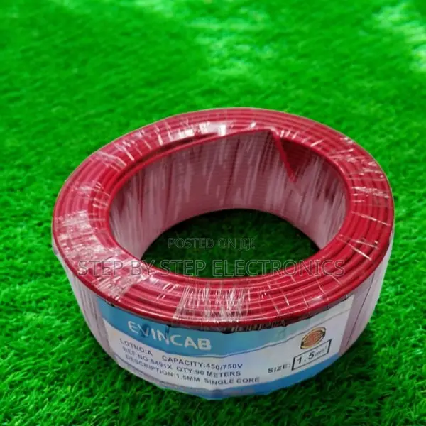 Evin Durable 1.5mm Red Solid Core PVC Insulated Indoor Wire Cable