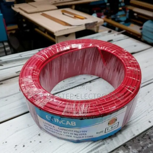 Evin 1.5mm Red Single Core Wiring Cable for Safe Indoor Connections