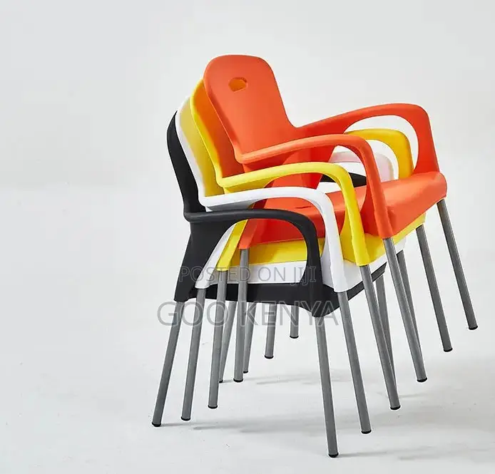 Home Chair; Durable Lightweight Yellow Plastic Chair With Backrest