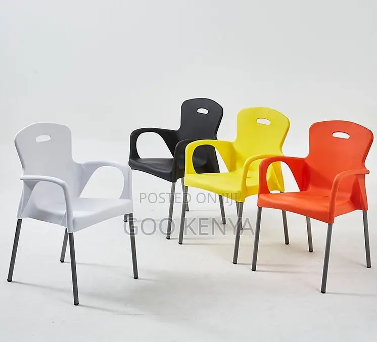 Home Chair; Durable Lightweight Yellow Plastic Chair With Backrest
