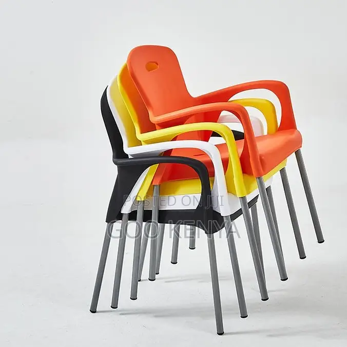 Home Chair; Durable Lightweight Yellow Plastic Chair With Backrest