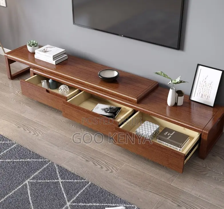 Home Tv Cabinet Set; Extendable Living Room Tv Console With Table Set