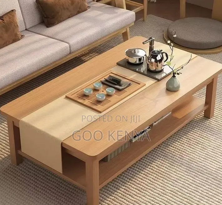 Home Table; Solid Wood Rectangular Coffee Table for Compact Interiors