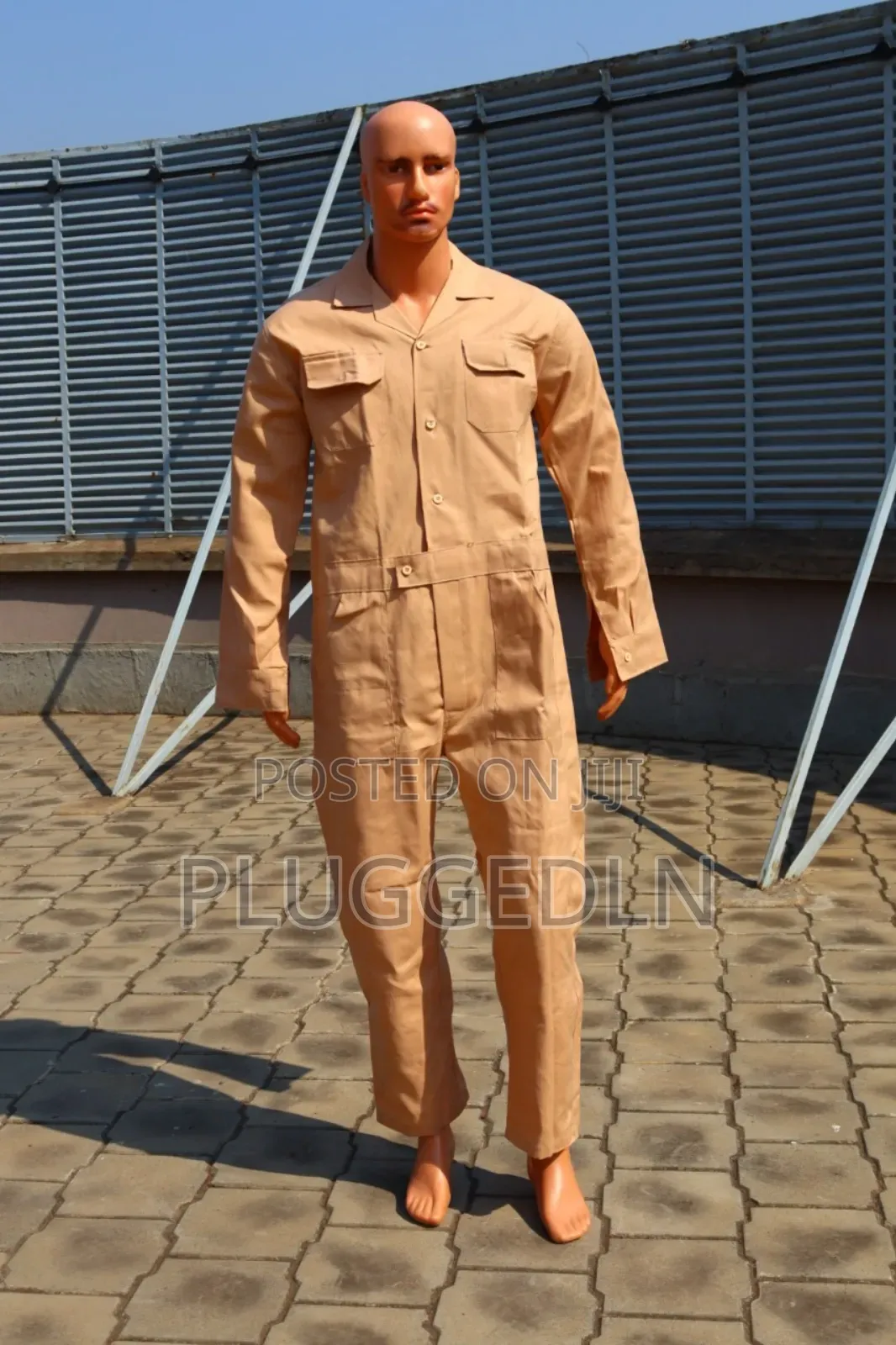 Plain Beige Work Overall /Coverall Or Jumpsuit