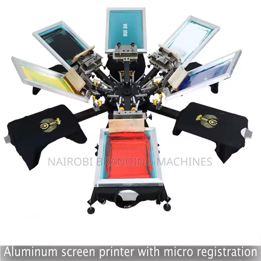 6 Color 6 Station Screen Printing Machine With Double Wheel Screen