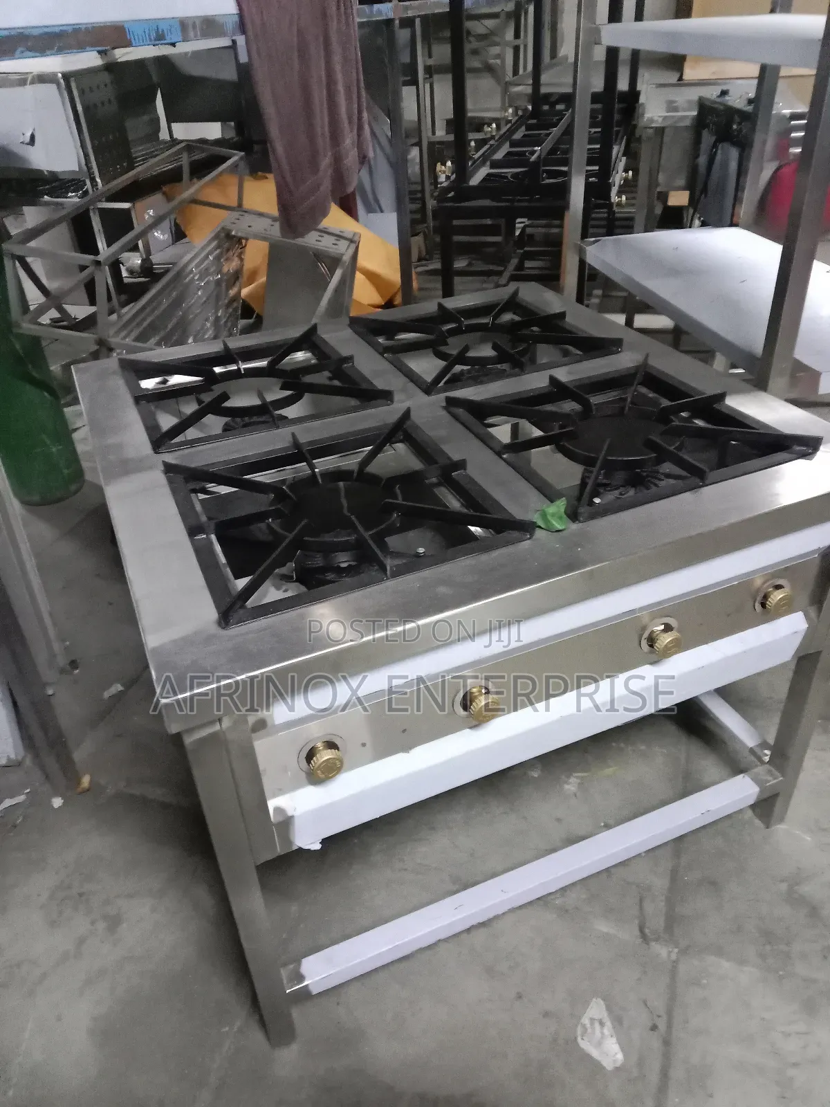 Commercial Gas Cooker, 4 Burner Stainless Steel Gas Cooker