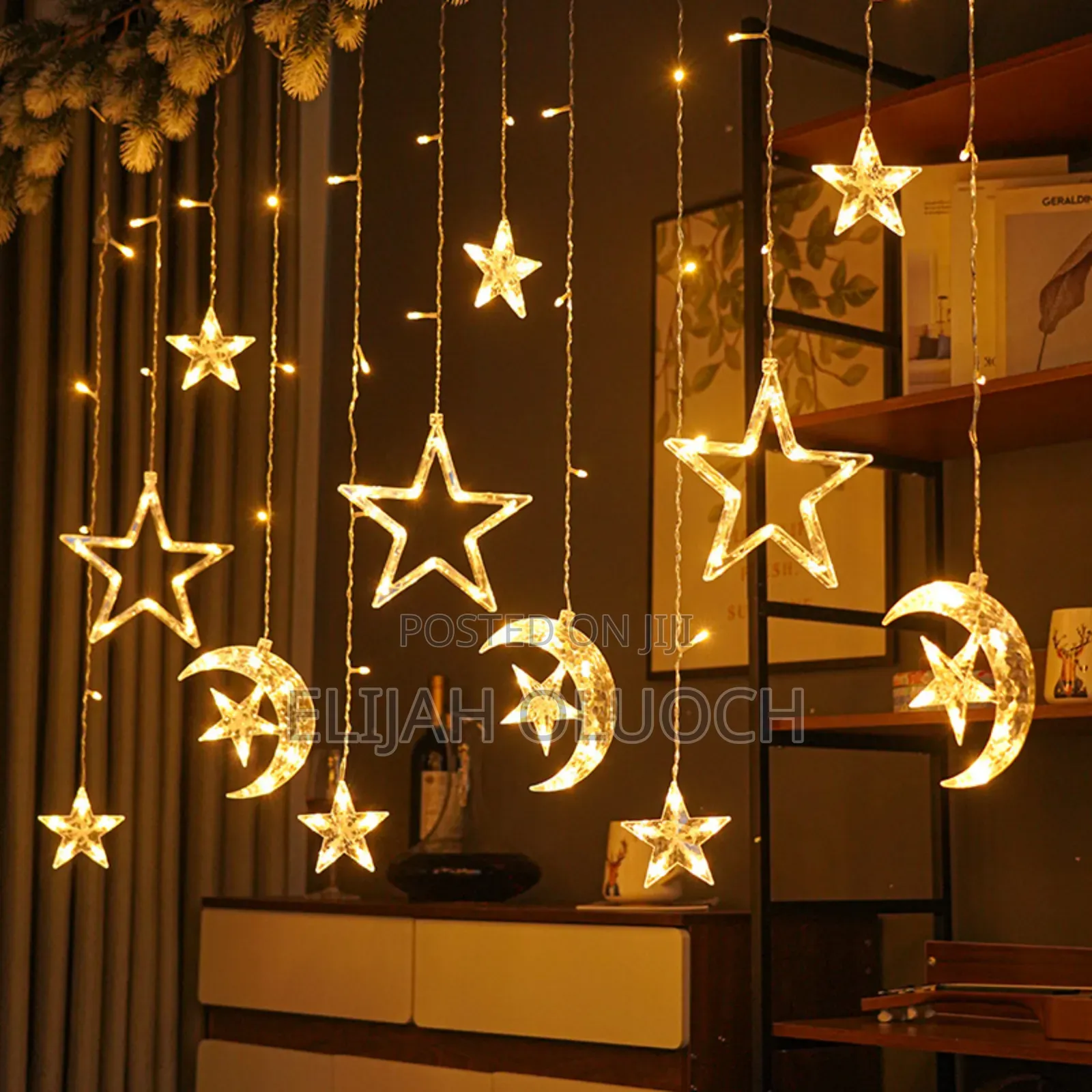 10 PCS Star and Moon Christmas Led Garland Curtain Light