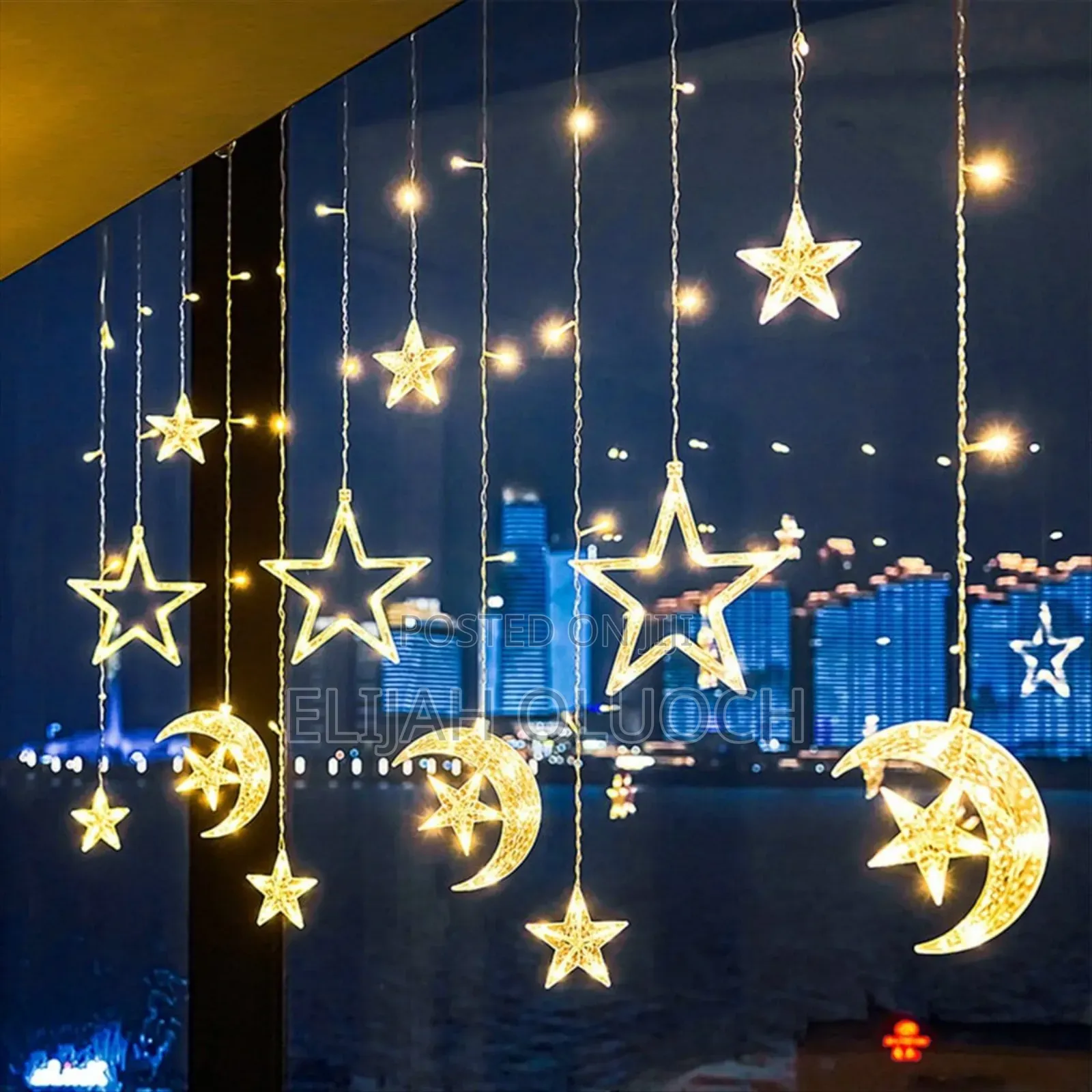 10 PCS Star and Moon Christmas Led Garland Curtain Light
