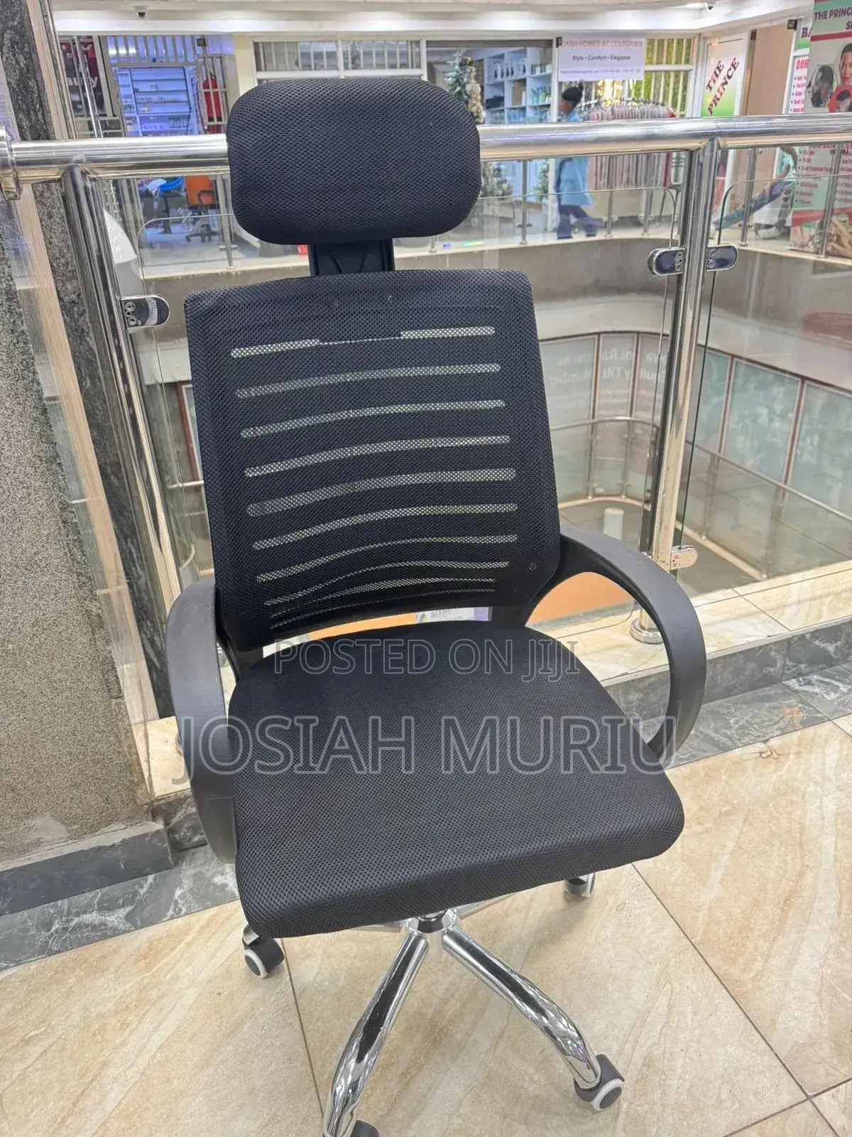 Secretarial Chair With Mesh Ergonomic Lumbar-Support Backrest