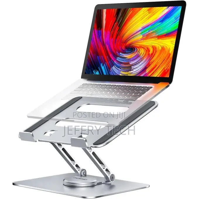 Aluminum Metal Adjustable Laptop Stand With 360 Rotating Base, Ergonom