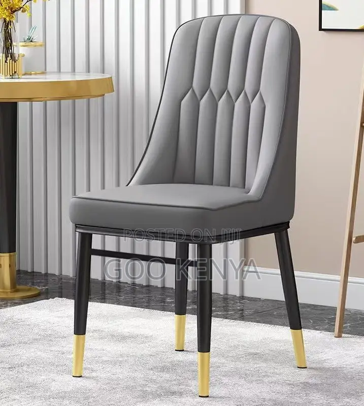 Home Chair; Modern Restaurant Leather Chair With Elegant Metal Legs