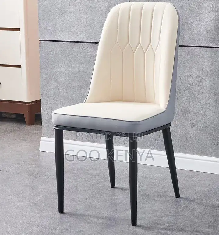 Home Chair; Modern Restaurant Leather Chair With Elegant Metal Legs
