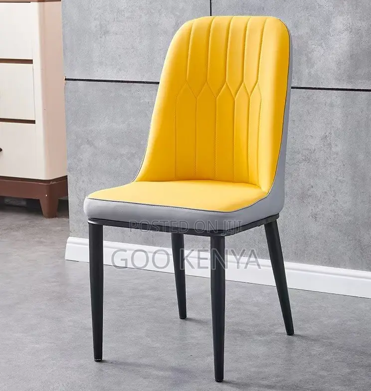 Home Chair; Modern Restaurant Leather Chair With Elegant Metal Legs