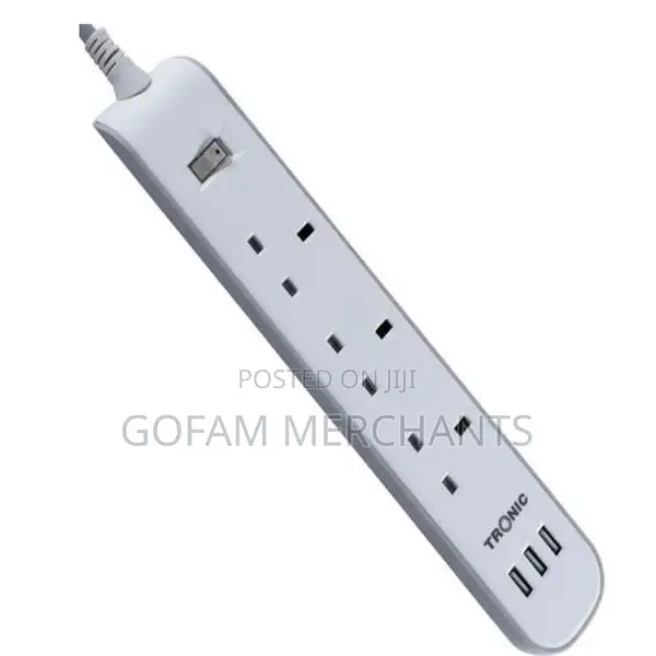 Tronic 3-Way Extension Socket With 3 Usb Neon