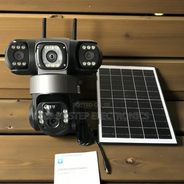 V380 Pro 12mp Triple Lens Solar PTZ Camera With Instant Pir Alerts
